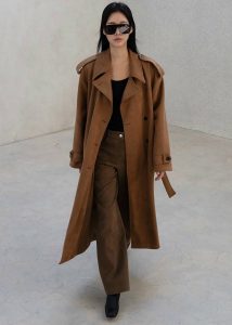 The Frankie Shop Brown Lulea Faux Suede Trench Coat - Camel Women Outerwear - Image 2
