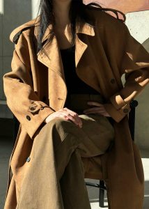 The Frankie Shop Brown Lulea Faux Suede Trench Coat - Camel Women Outerwear