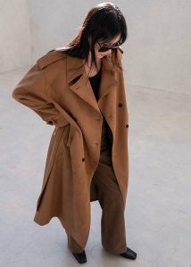 The Frankie Shop Brown Lulea Faux Suede Trench Coat - Camel Women Outerwear - Image 3
