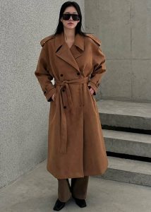 The Frankie Shop Brown Lulea Faux Suede Trench Coat - Camel Women Outerwear - Image 5