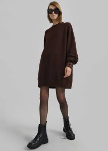 The Frankie Shop Brown Maxime Knit Sweater Dress - Brown Knitwear Women