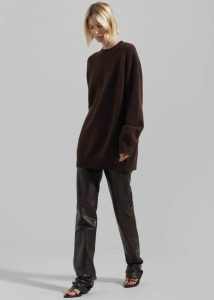 The Frankie Shop Brown Maxime Knit Sweater Dress - Brown Knitwear Women - Image 3