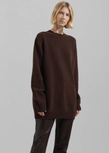 The Frankie Shop Brown Maxime Knit Sweater Dress - Brown Knitwear Women - Image 5