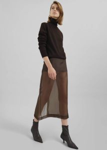 The Frankie Shop Brown Peri Sheer Midi Skirt - Brown Women Bottoms - Image 3