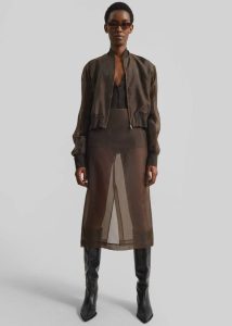 The Frankie Shop Brown Peri Sheer Midi Skirt - Brown Women Bottoms - Image 5