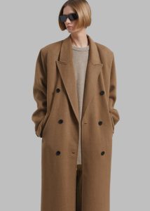 The Frankie Shop Brown Women Gaia Double Breasted Coat - Camel Outerwear