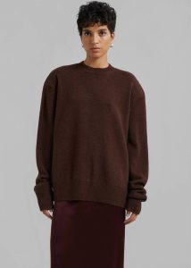 The Frankie Shop Brown Women Knitwear Rafaela Padded Knit Sweater - Brown - Image 3