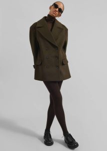 The Frankie Shop Brown Women Outerwear Althorp Wool Peacoat - Khaki Brown - Image 3