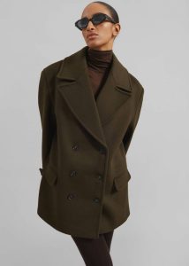 The Frankie Shop Brown Women Outerwear Althorp Wool Peacoat - Khaki Brown - Image 4