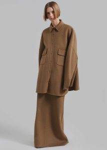 The Frankie Shop Camel Women Tops Dallas Wool Overshirt - Camel - Image 3
