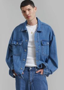 The Frankie Shop Connor Oversized Denim Jacket - Medium Wash Blue Outerwear Men - Image 2