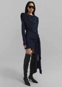 The Frankie Shop Dresses Rotate Slinky Waterfall Dress - Dark Blue Blue Women - Image 3