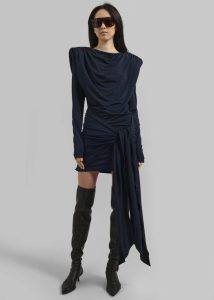 The Frankie Shop Dresses Rotate Slinky Waterfall Dress - Dark Blue Blue Women - Image 5