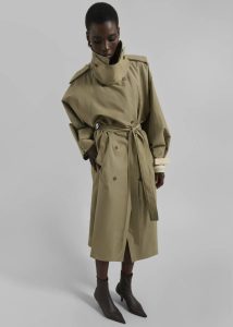 The Frankie Shop Green Outerwear Davos Trench Coat - Pale Olive Women