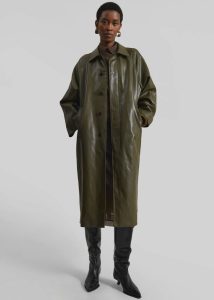 The Frankie Shop Green Outerwear Skane Faux Leather Trench - Khaki Women - Image 3