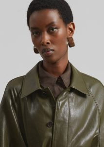 The Frankie Shop Green Outerwear Skane Faux Leather Trench - Khaki Women - Image 5