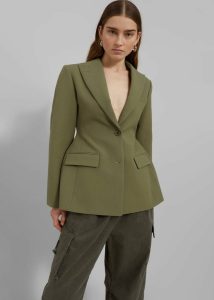 The Frankie Shop Green Women Colette Hourglass Blazer - Khaki Outerwear