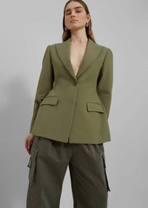 The Frankie Shop Green Women Colette Hourglass Blazer - Khaki Outerwear - Image 3
