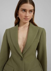 The Frankie Shop Green Women Colette Hourglass Blazer - Khaki Outerwear - Image 4