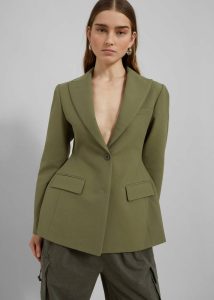 The Frankie Shop Green Women Colette Hourglass Blazer - Khaki Outerwear - Image 5