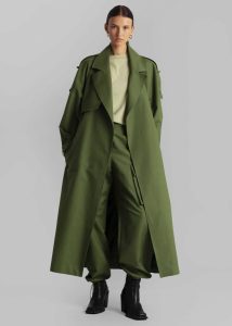 The Frankie Shop Green Women Suzanne Trench Coat - Olive Outerwear - Image 2