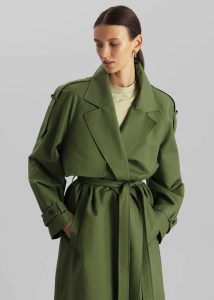 The Frankie Shop Green Women Suzanne Trench Coat - Olive Outerwear