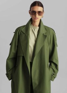 The Frankie Shop Green Women Suzanne Trench Coat - Olive Outerwear - Image 5