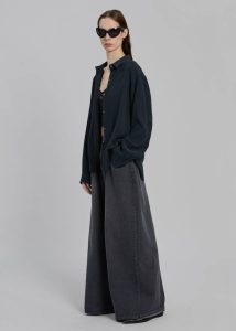 The Frankie Shop Grey Lotta Fluid Shirt - Charcoal Tops Women - Image 5