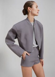The Frankie Shop Grey Outerwear Banks Cropped Jacket - Grey Women - Image 2