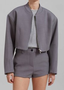The Frankie Shop Grey Outerwear Banks Cropped Jacket - Grey Women - Image 4
