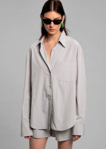 The Frankie Shop Grey Tops Lui Organic Cotton Shirt - Ice Women - Image 2