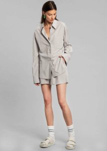 The Frankie Shop Grey Tops Lui Organic Cotton Shirt - Ice Women - Image 3