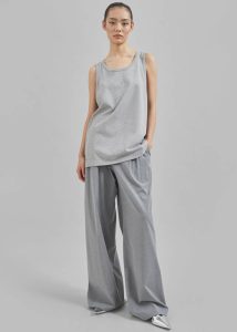 The Frankie Shop Grey Tops Rexy Embroidered Tank Top - Grey Melange Women - Image 2