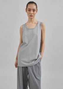The Frankie Shop Grey Tops Rexy Embroidered Tank Top - Grey Melange Women
