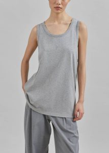 The Frankie Shop Grey Tops Rexy Embroidered Tank Top - Grey Melange Women - Image 3