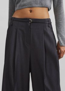 The Frankie Shop Grey Women Bottoms Loma Pintuck Trousers - Charcoal/White Pinstripe - Image 2