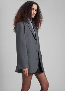 The Frankie Shop Grey Women Gelso Oversized Blazer - Dark Grey Melange Outerwear - Image 3