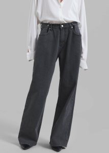 The Frankie Shop Grey Women Hayla Denim Pants - Grey Wash Bottoms - Image 4