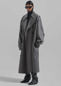 The Frankie Shop Grey Women Outerwear Mavis Oversized Trench - Grey