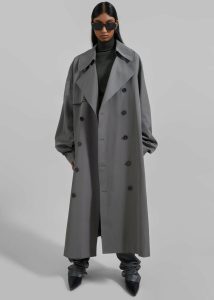 The Frankie Shop Grey Women Outerwear Mavis Oversized Trench - Grey - Image 3