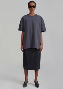 The Frankie Shop Grey Women Tops Faro Boxy Tee - Charcoal - Image 2