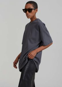 The Frankie Shop Grey Women Tops Faro Boxy Tee - Charcoal
