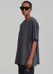The Frankie Shop Grey Women Tops Faro Boxy Tee - Charcoal - Image 3