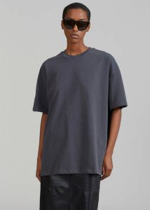 The Frankie Shop Grey Women Tops Faro Boxy Tee - Charcoal - Image 5