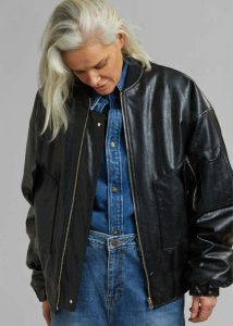 The Frankie Shop Hane Faux Leather Bomber - Black Outerwear Women Black - Image 2