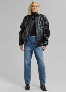 The Frankie Shop Hane Faux Leather Bomber - Black Outerwear Women Black - Image 3