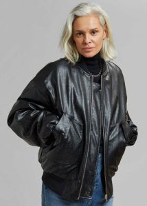 The Frankie Shop Hane Faux Leather Bomber - Black Outerwear Women Black - Image 4