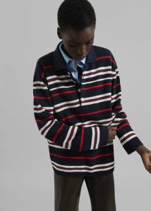 The Frankie Shop Hapton Striped Polo - Navy Women Blue Tops - Image 2