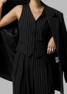 The Frankie Shop Holland Suit Vest - Black/White Pinstripe Women Outerwear Black - Image 3