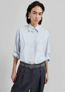 The Frankie Shop Jody Button Up Shirt - Light Blue Women Blue Tops - Image 2